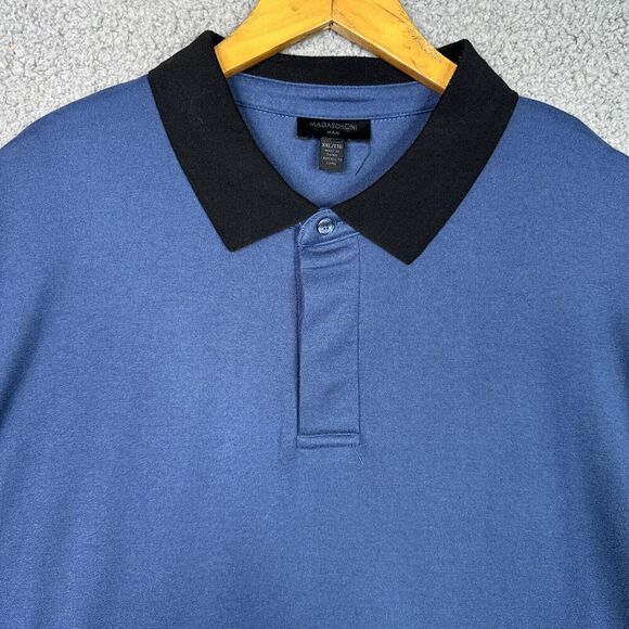 Magaschoni Men’s XXL Blue Black Contrast Collar Polo Shirt Golf‎ Casual - Picture 3 of 11